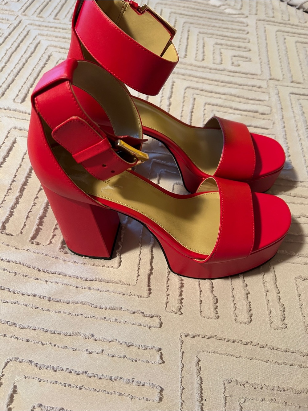 Michael Kors Bold Red Platform Block Heel Sandals - Women's